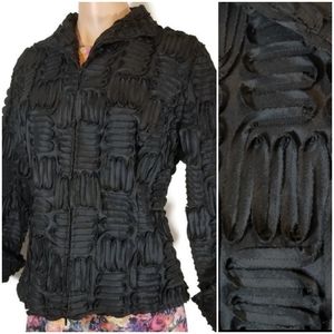 Samuel Dong solid black ribbon box jacket L